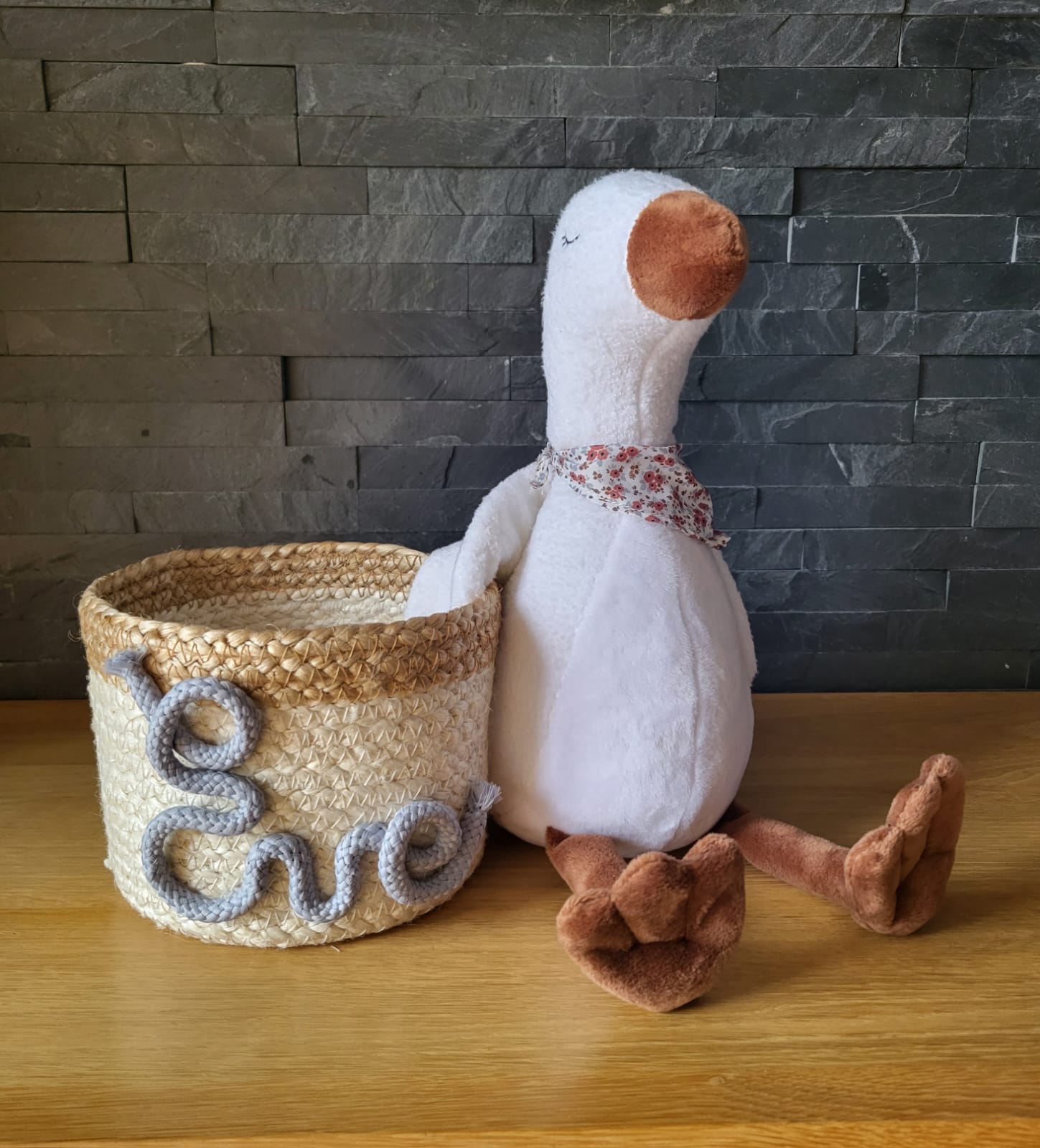 Nid de Plume – Panier peluche oie – Personnalisable