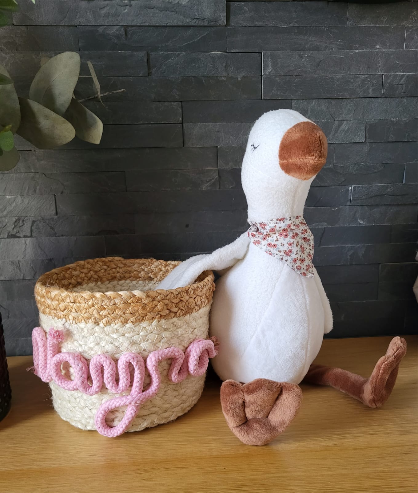 Nid de Plume – Panier peluche oie – Personnalisable